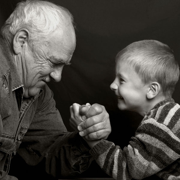 Grandpa and Grandson Playing