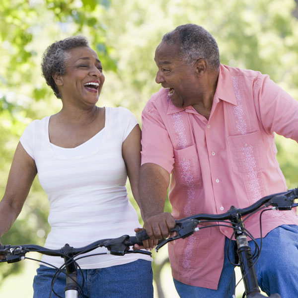 Senior Couple Riding Bikes